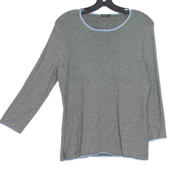 J McLaughlin Sweater Coastal Grandma Cottage Preppy Minimalist Stripe Medium - Picture 6 of 6